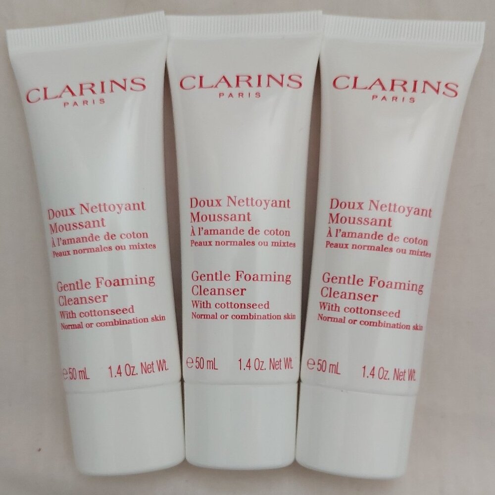 3 Clarins Gentle Foaming Cleanser with Cottonseed 1.4 oz sealed total 4.2 oz